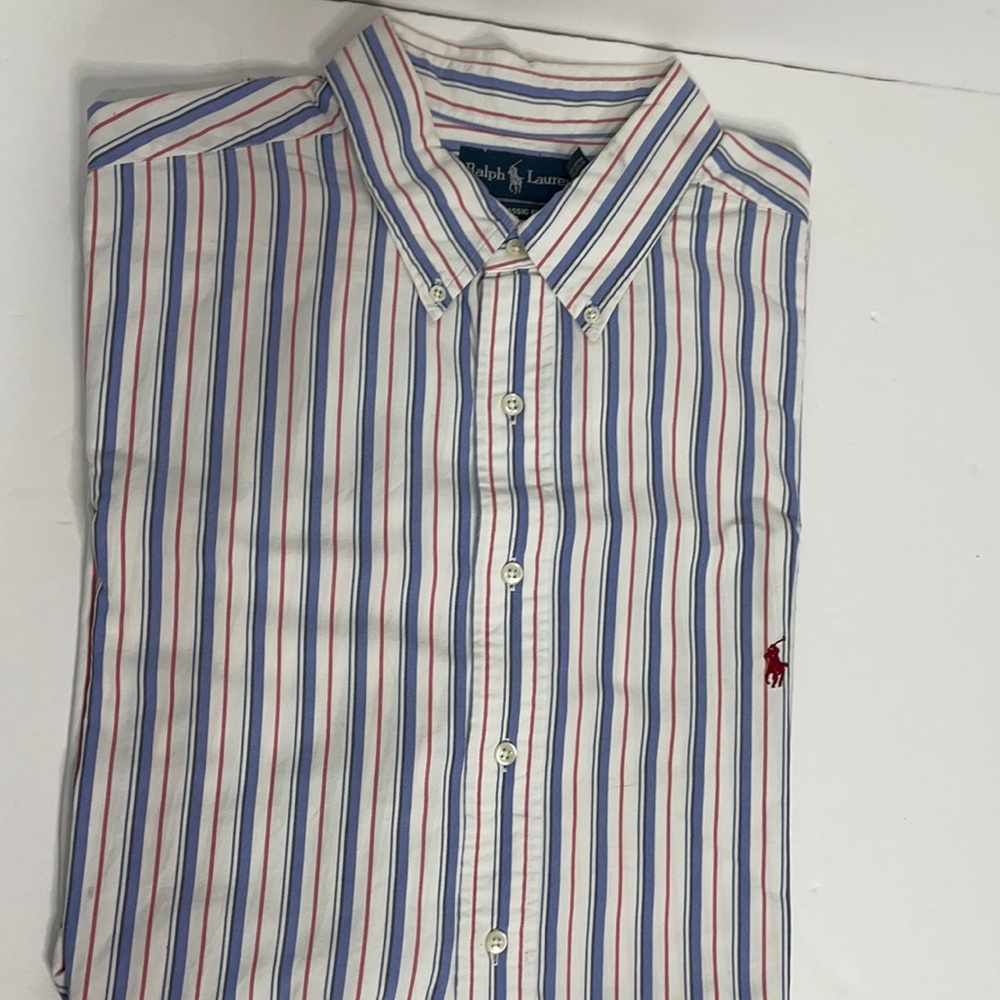 Polo Ralph Lauren white & Blue Stripe Shirt 2XLT